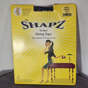 My Shapz The Workz Black #4410 Slims Midriff to Midthigh Slimming Shaper Size M